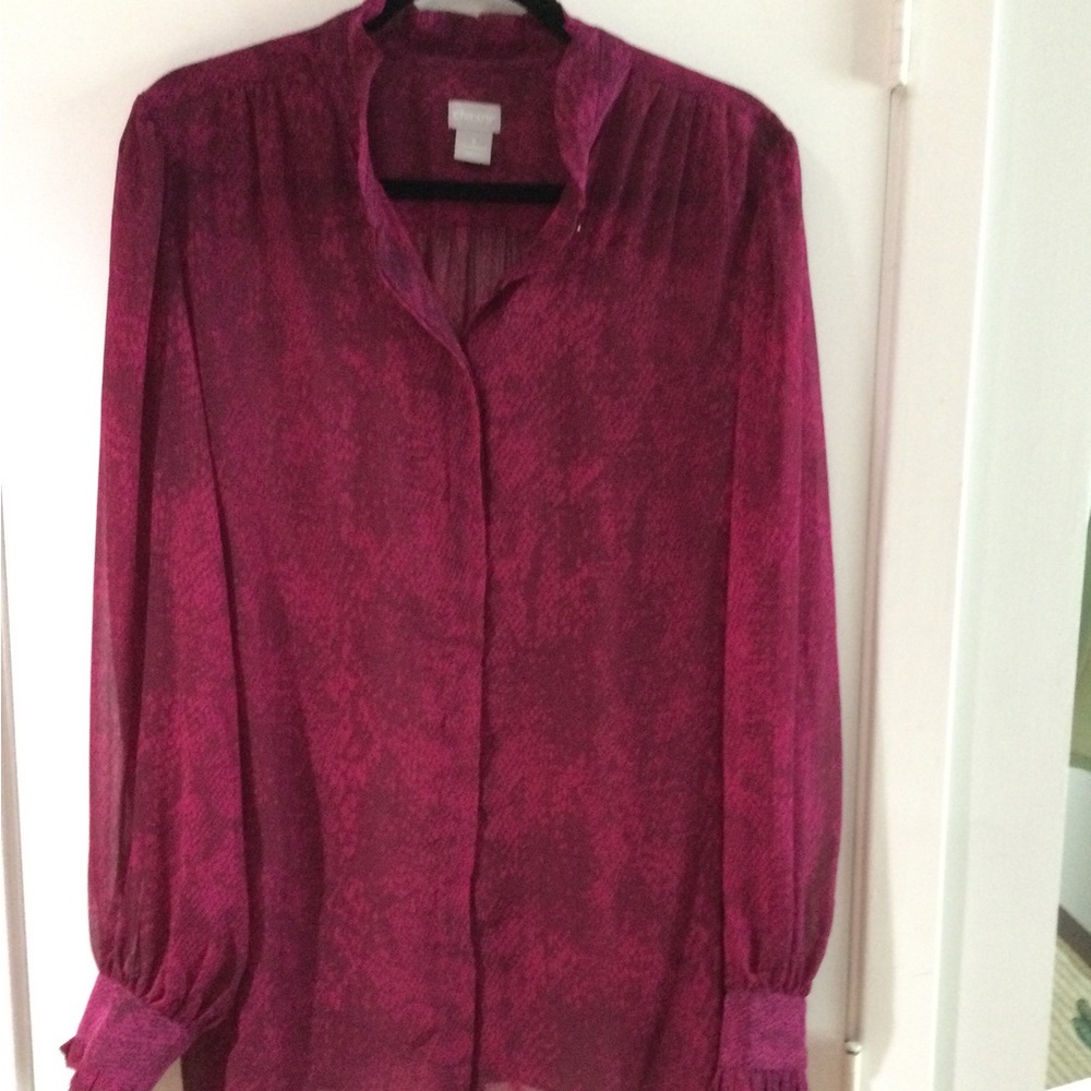Women's Magenta Long-Sleeve Blouse - Unbranded